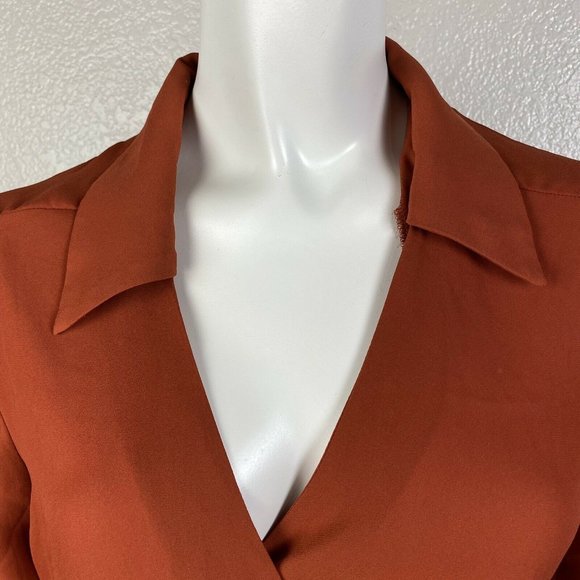 Forever 21 Women's Blouse Wrap Collar Crop Long Sl - Picture 2 of 5